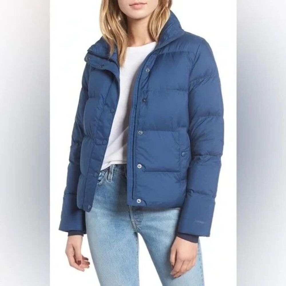Patagonia Collared Silent Down Puffer Jacket Blue Size XS Womens